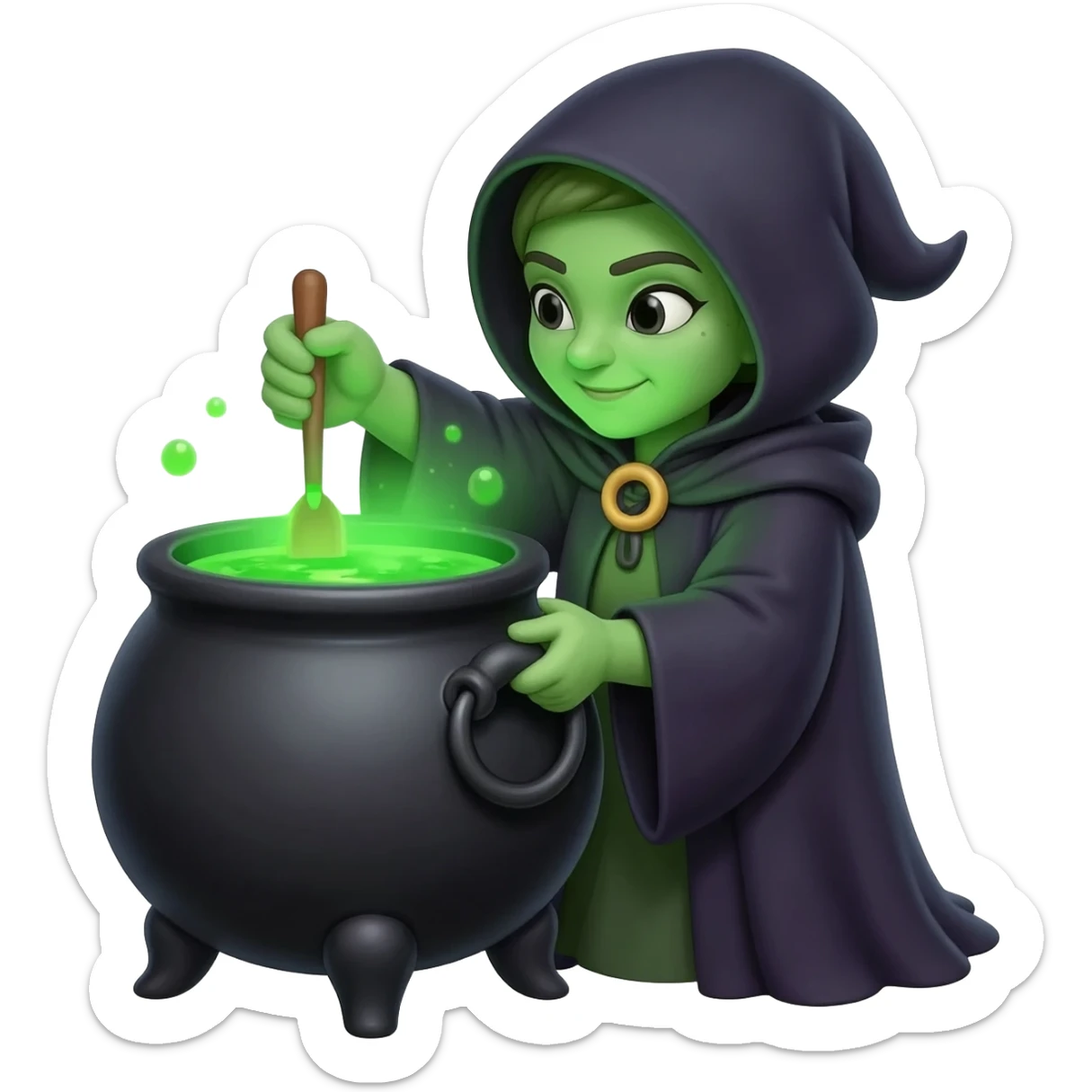 green witch cooking potion sticker
