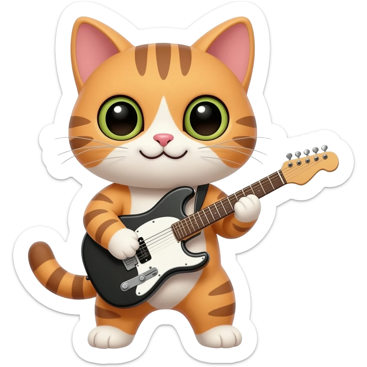 cat playing a guitar sticker