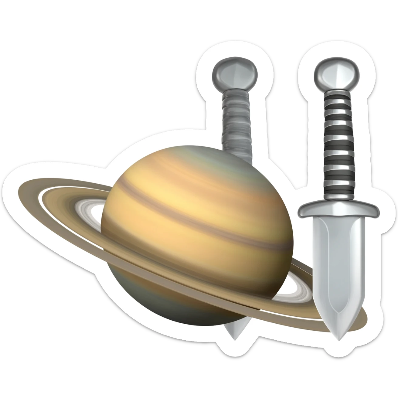 Saturn, za którym są 2 miecze sticker
