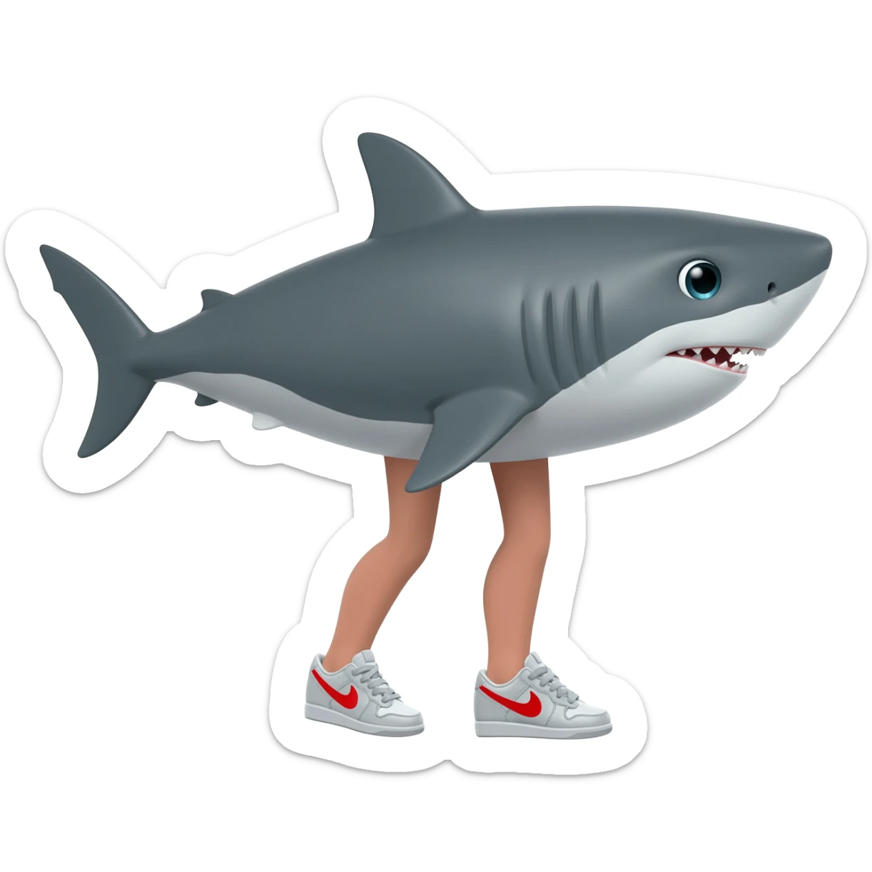 Tiburón con patas y tenis nike sticker