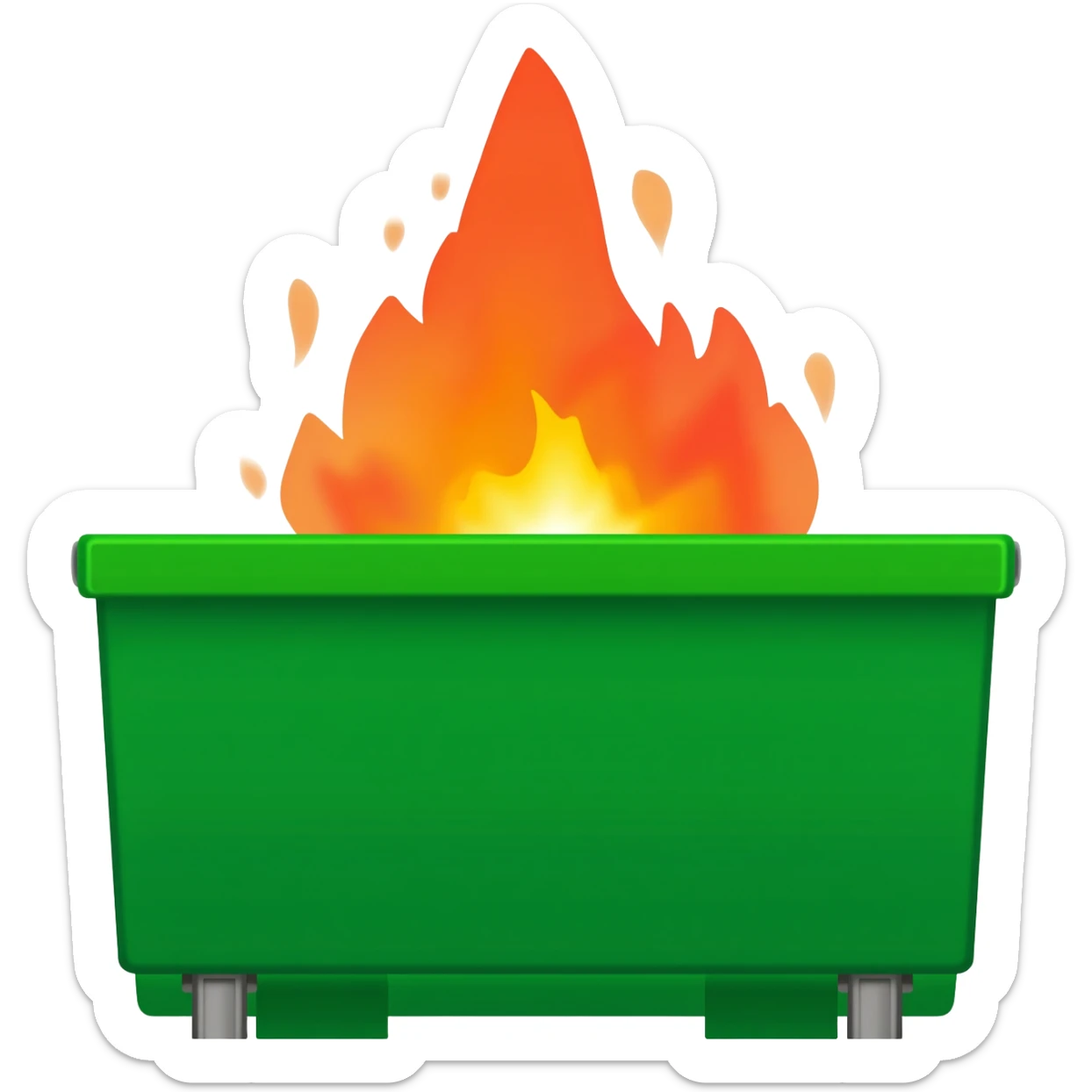 Green dumpster fire on mountain sticker