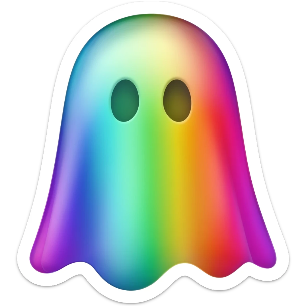 Rainbow ghost emoji sticker
