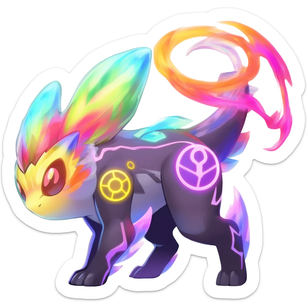 Elemental magical colorful exotic animesque Pokémon-Fakémon-animal-creature sticker