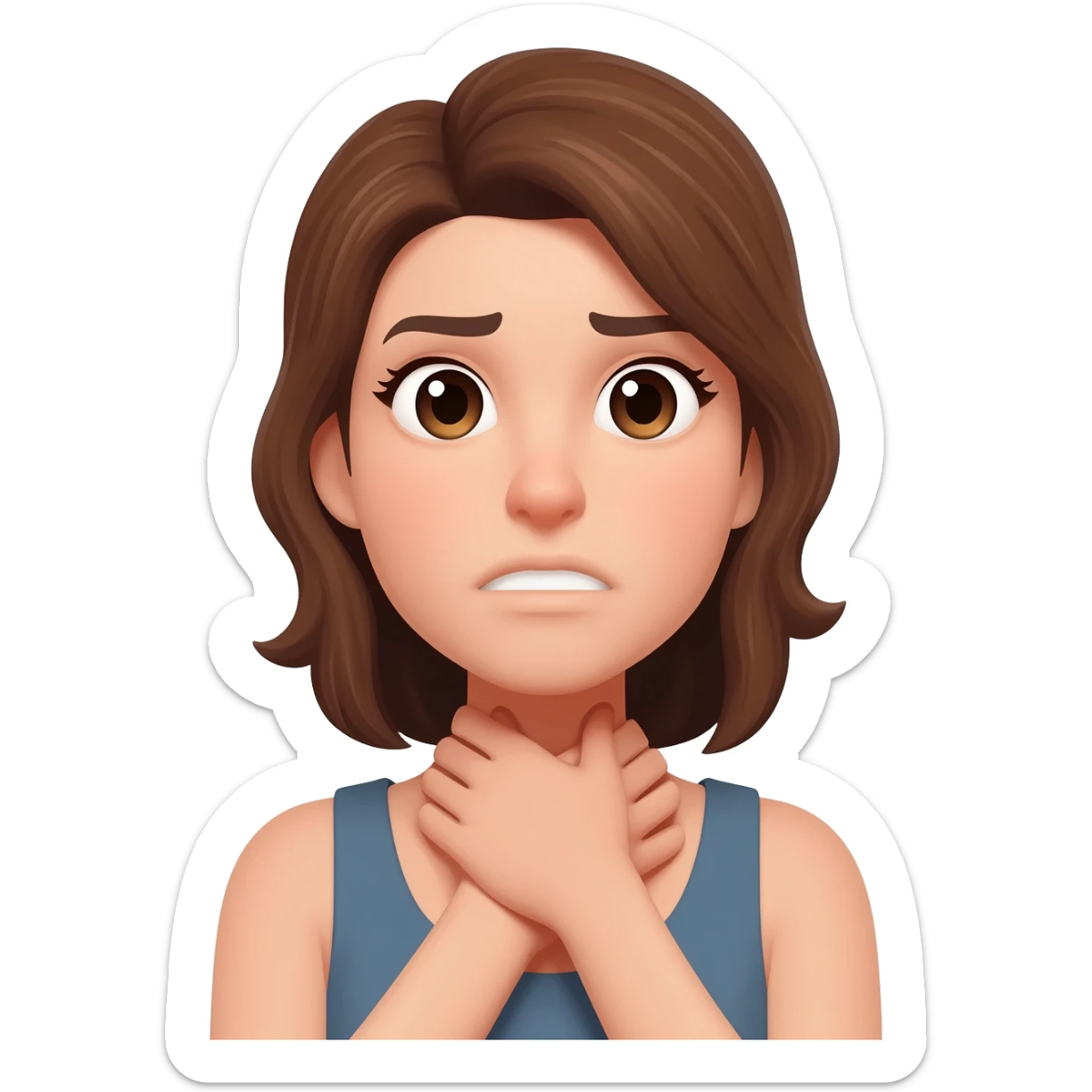 Woman Strangling herself 2 hands on throat emoji sticker