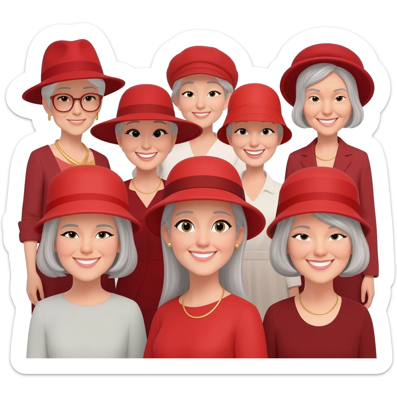 Ladies  Fancy  Red hat gray hair hat grayhair sticker