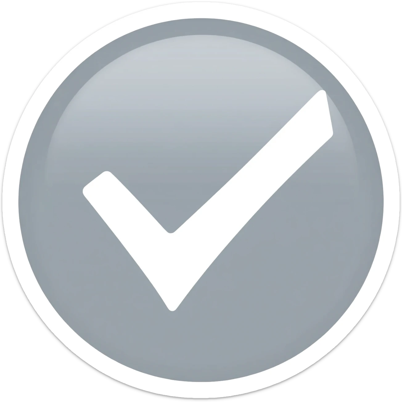 Light Grey circle with big white checkmark please with a straight check mark with no tint sticker