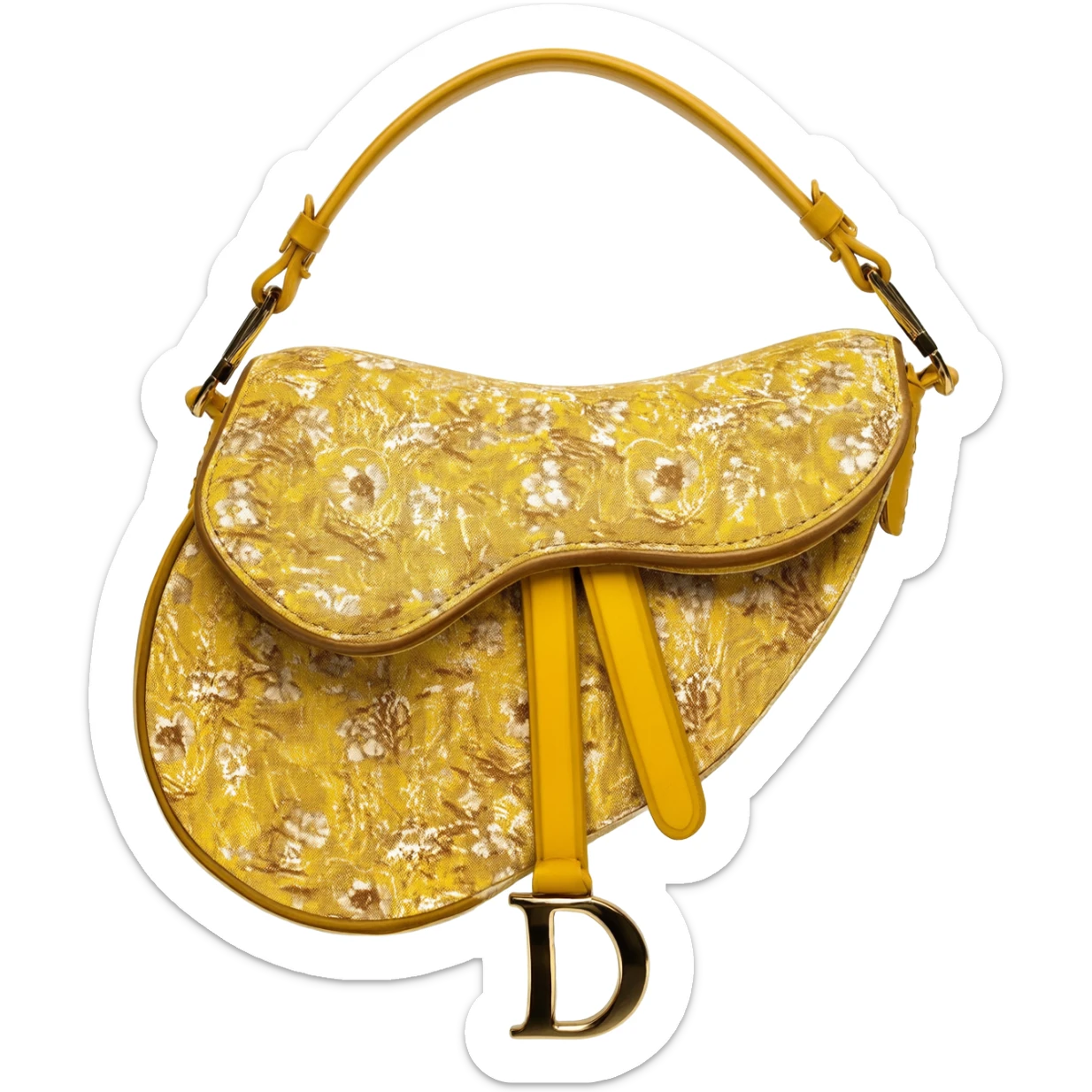 yellow dior printed saddle bag sticker