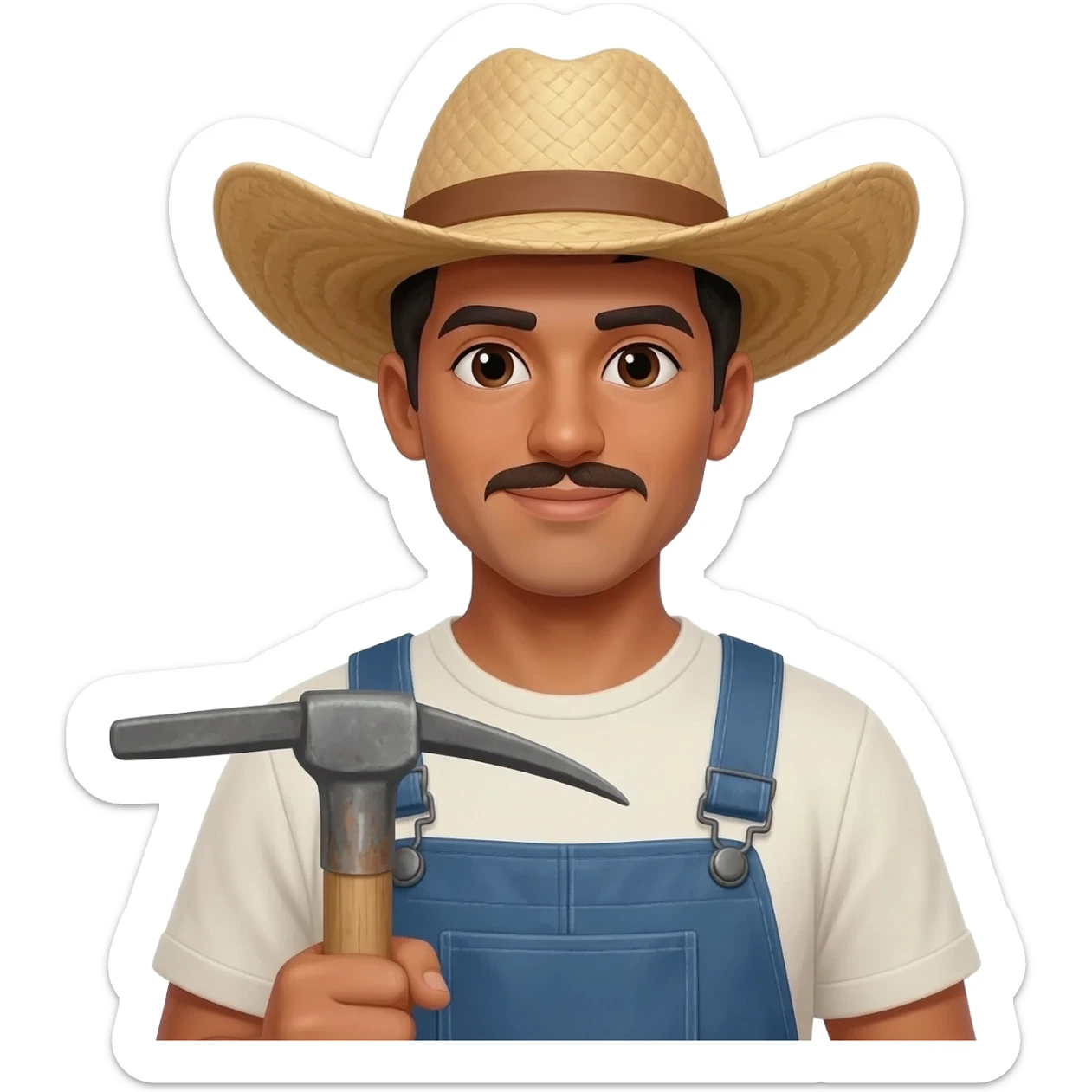 brown skin color mexican male farmer sticker
