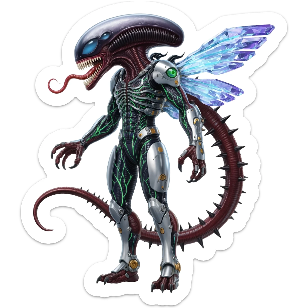 Abstract Futuristic Venom-Xenomorph-Genesect-Lunala-ET-hybrid-fantasy-creature sticker