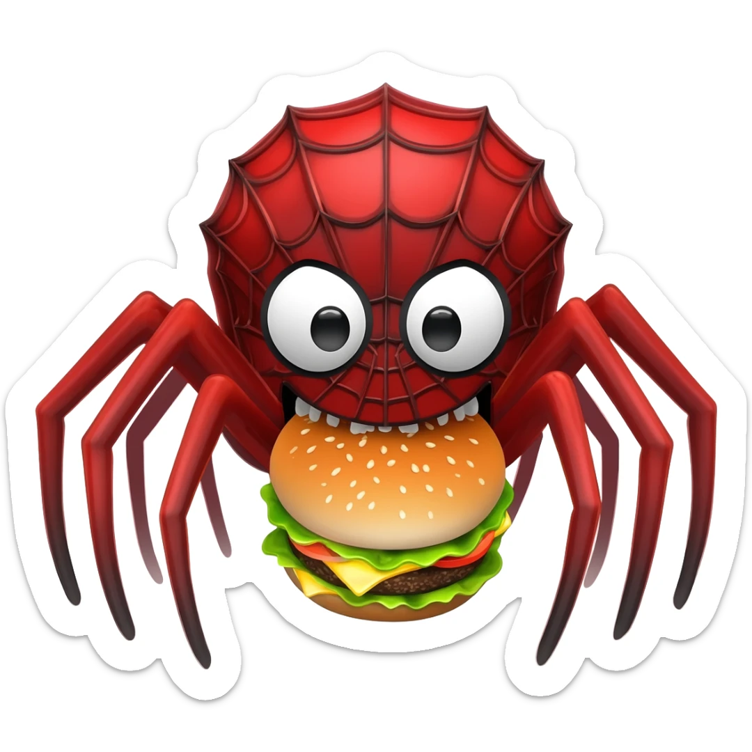 Spider eating burger sticker