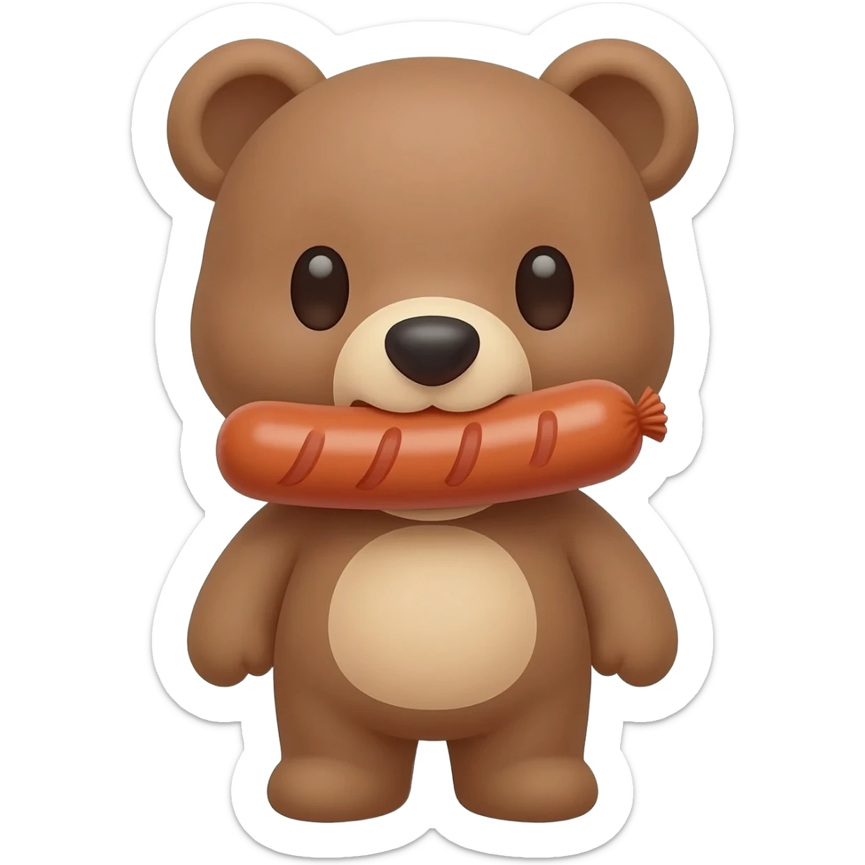Cute Bear with one sausage in his mouthe sticker