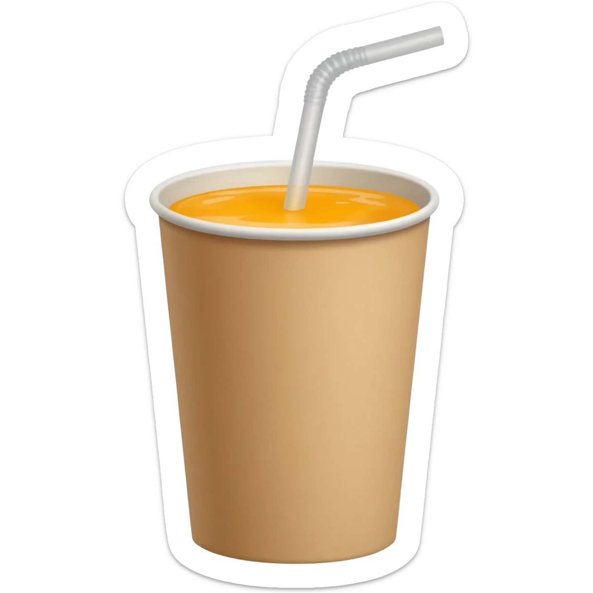 fast food paper cup with straw with orange sticker