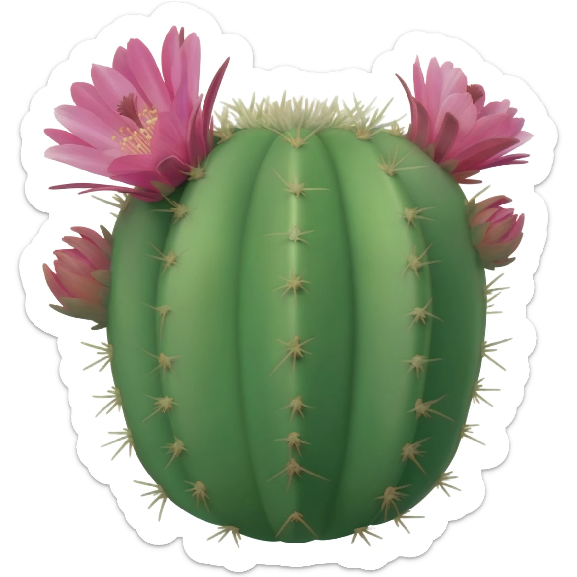 Emoji cactus with pink flowers sticker