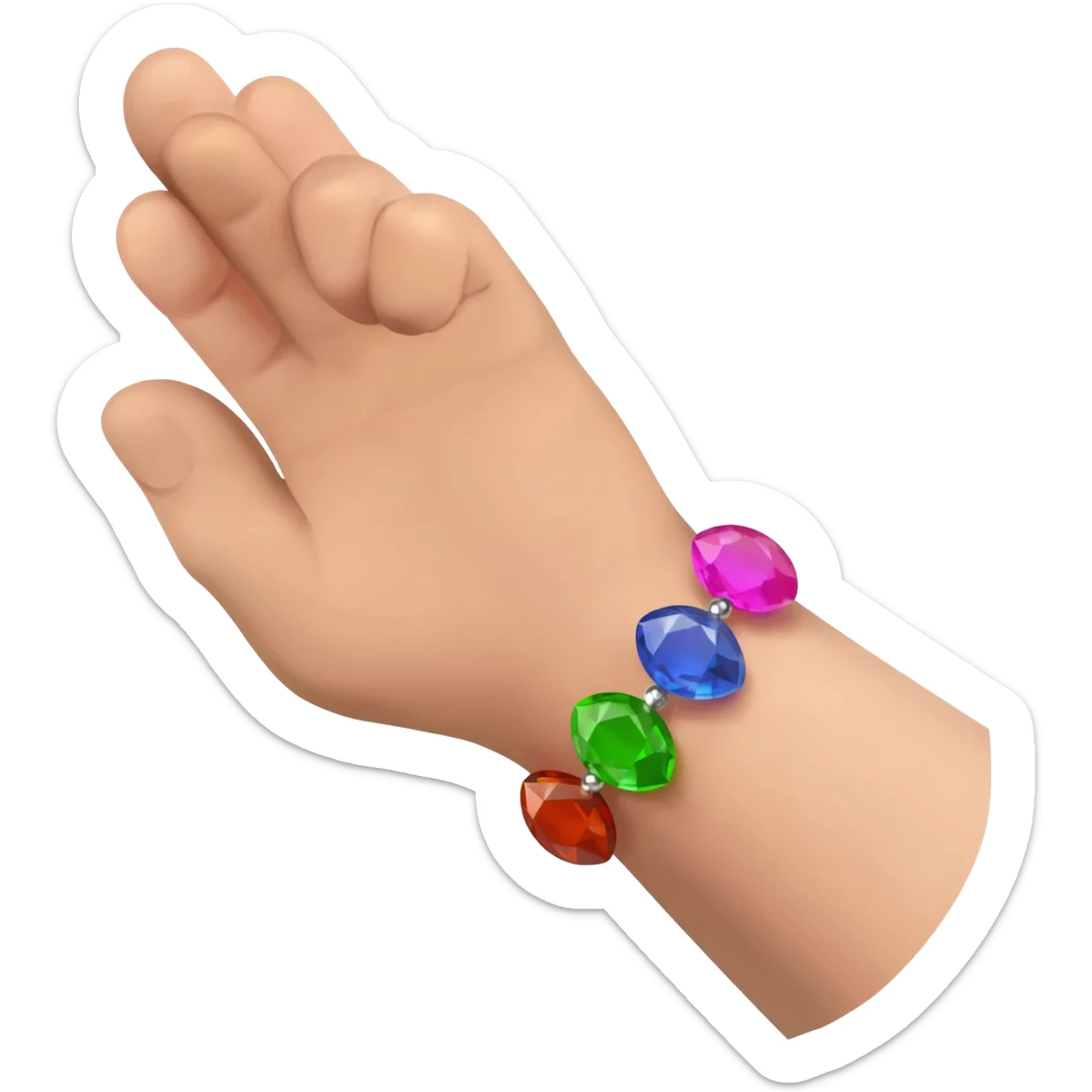 Hand with jelly bean crystal bracelet sticker