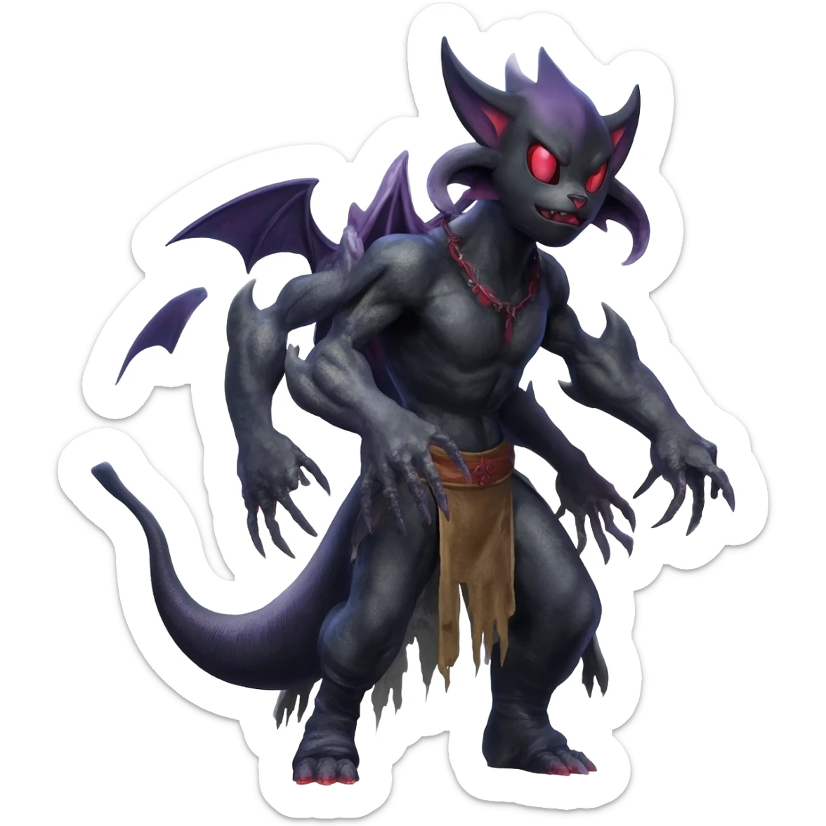 Edgy Spooky Gothic Evil Duskull-Salandit-Umbreon-Fakémon-hybrid-creature (full body)  sticker
