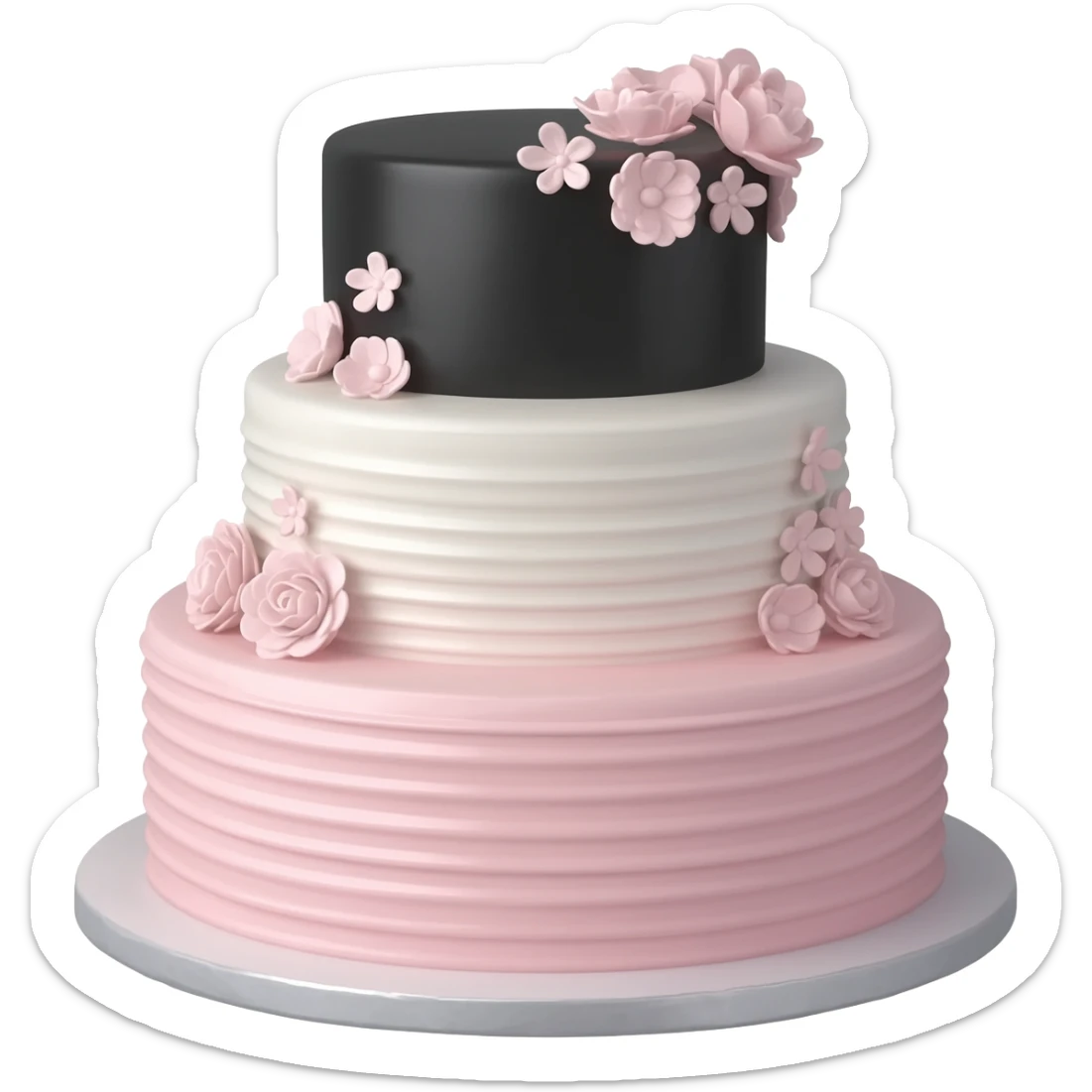 black, white and light pink birthday cake sticker