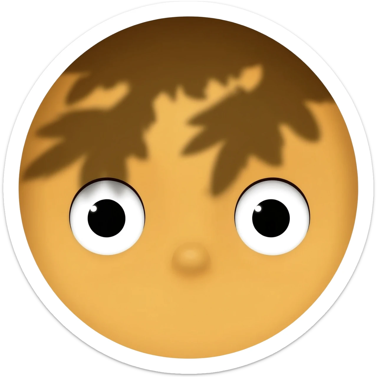 Yellow emoji face with Innocent eyes stand behind a big tree and poking head out can only see eyes and forehead sticker