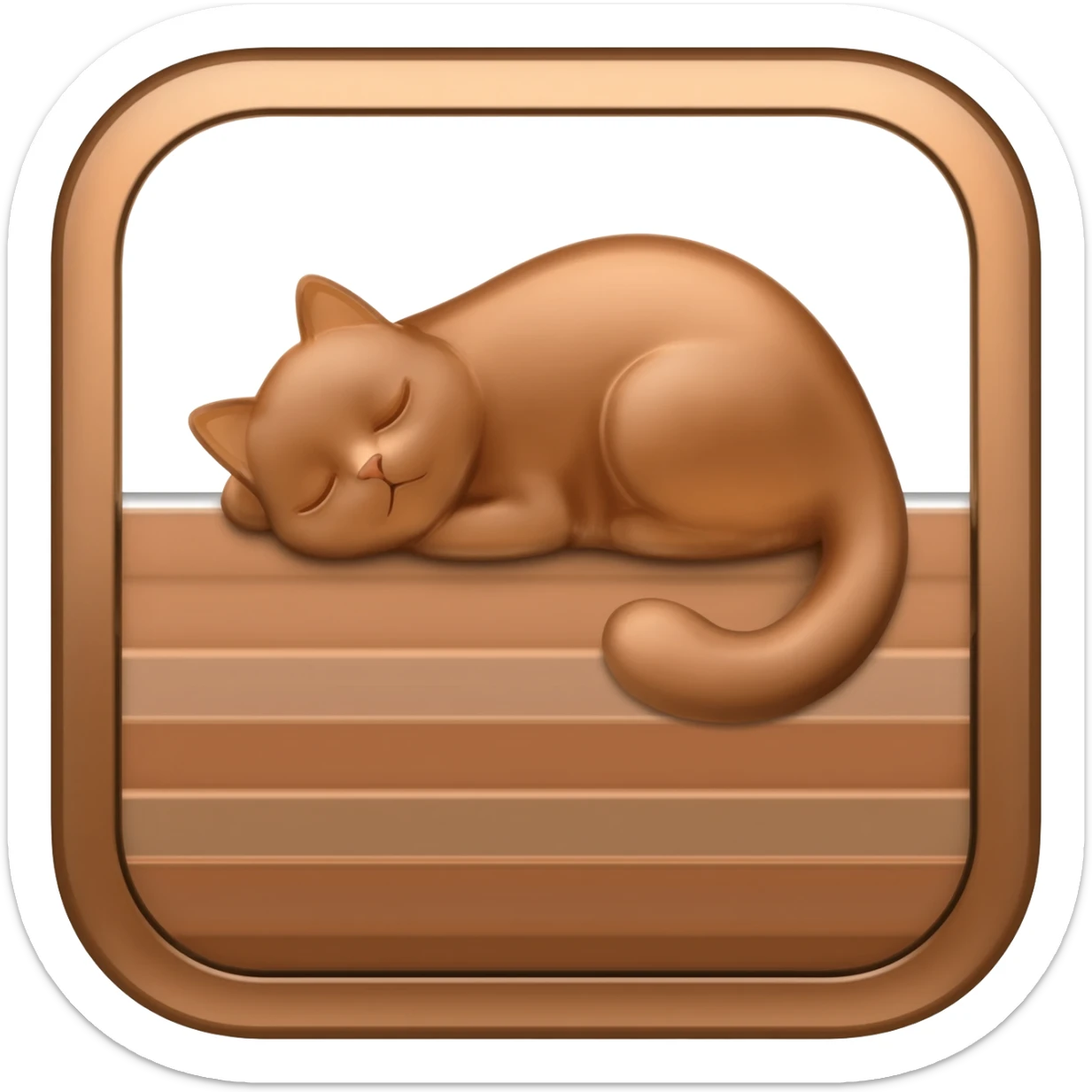 iPad icon bronze metallic with cute kitty sleeping above regular stripes sticker