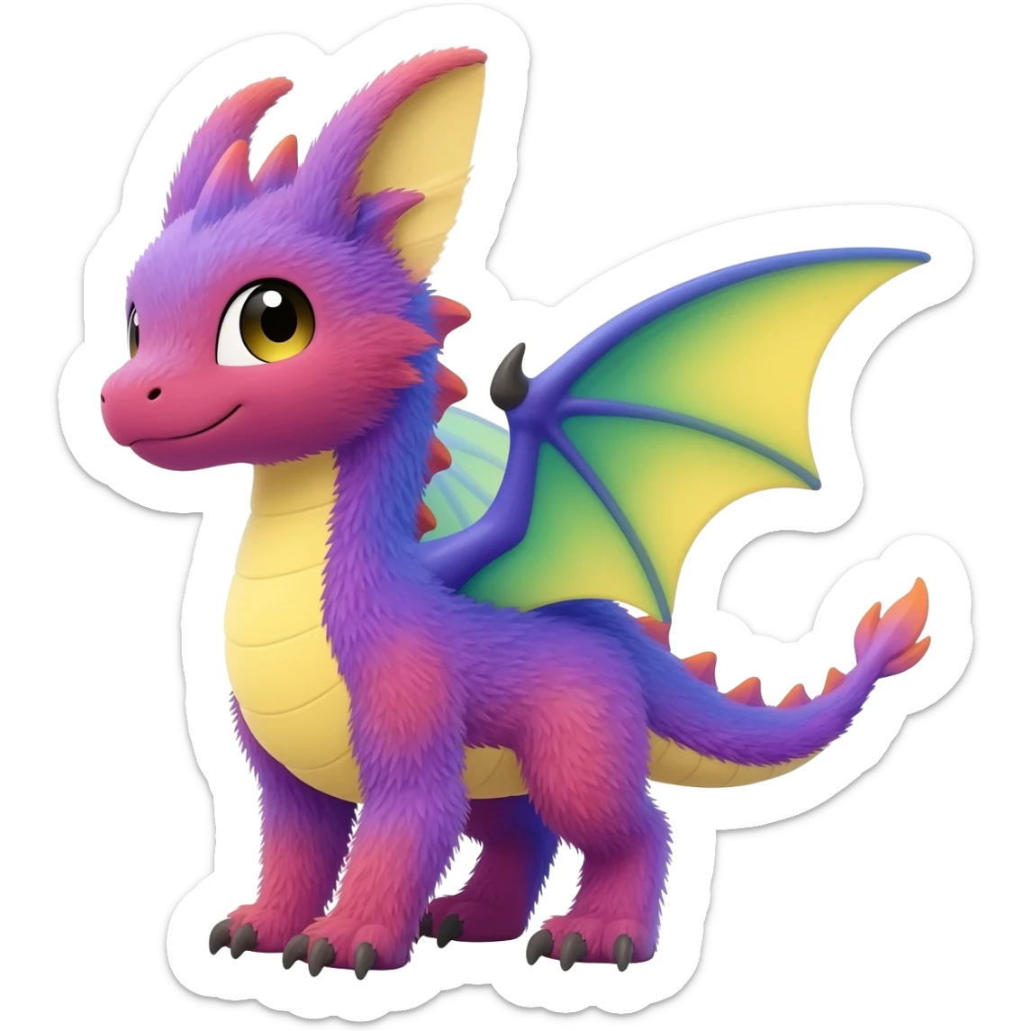 P moe meow meow cute fuzzy realistic Randomly-faerie-drake-colored exotic Fakémon-creature sticker