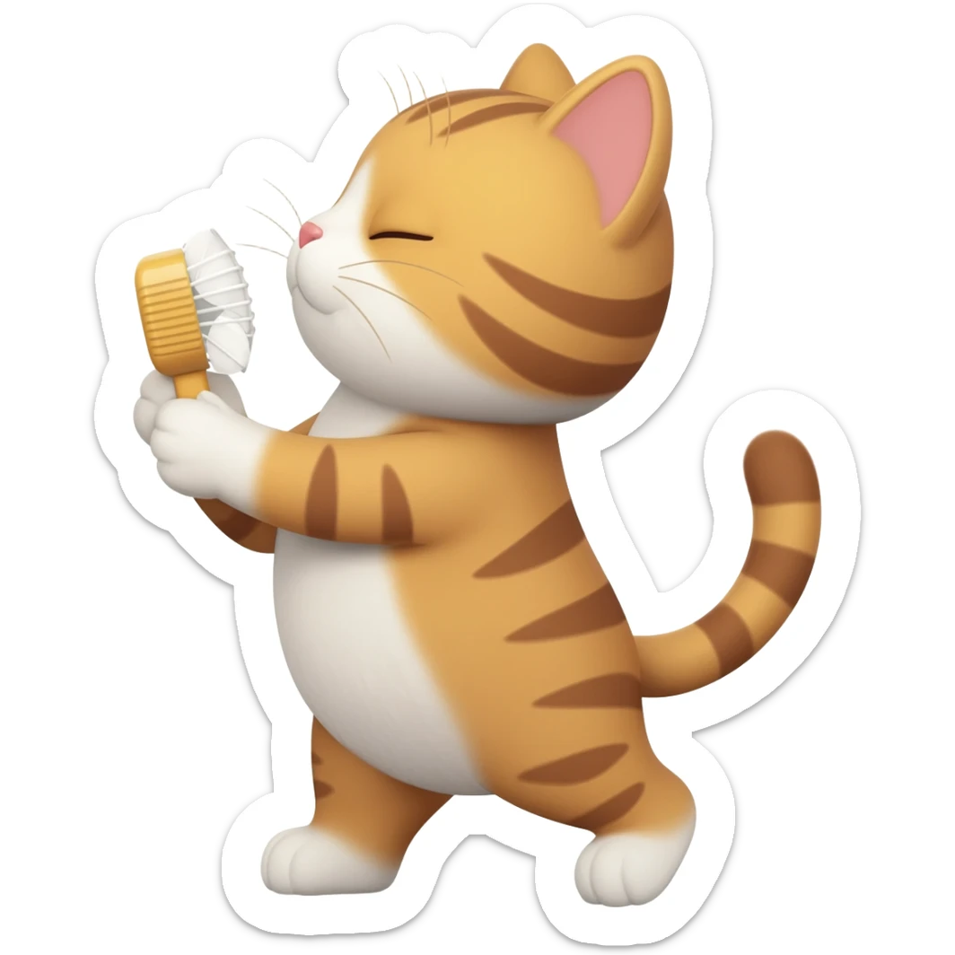 cute kitty slapping his butt with a fan sticker