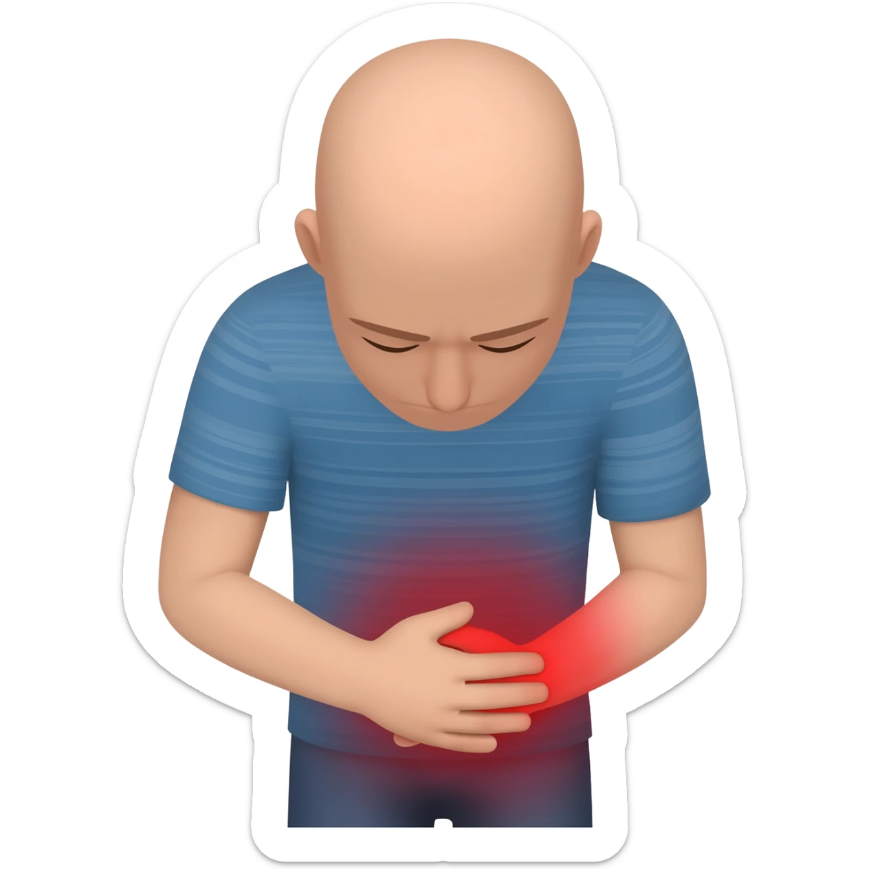 man holding stomach hurting sticker