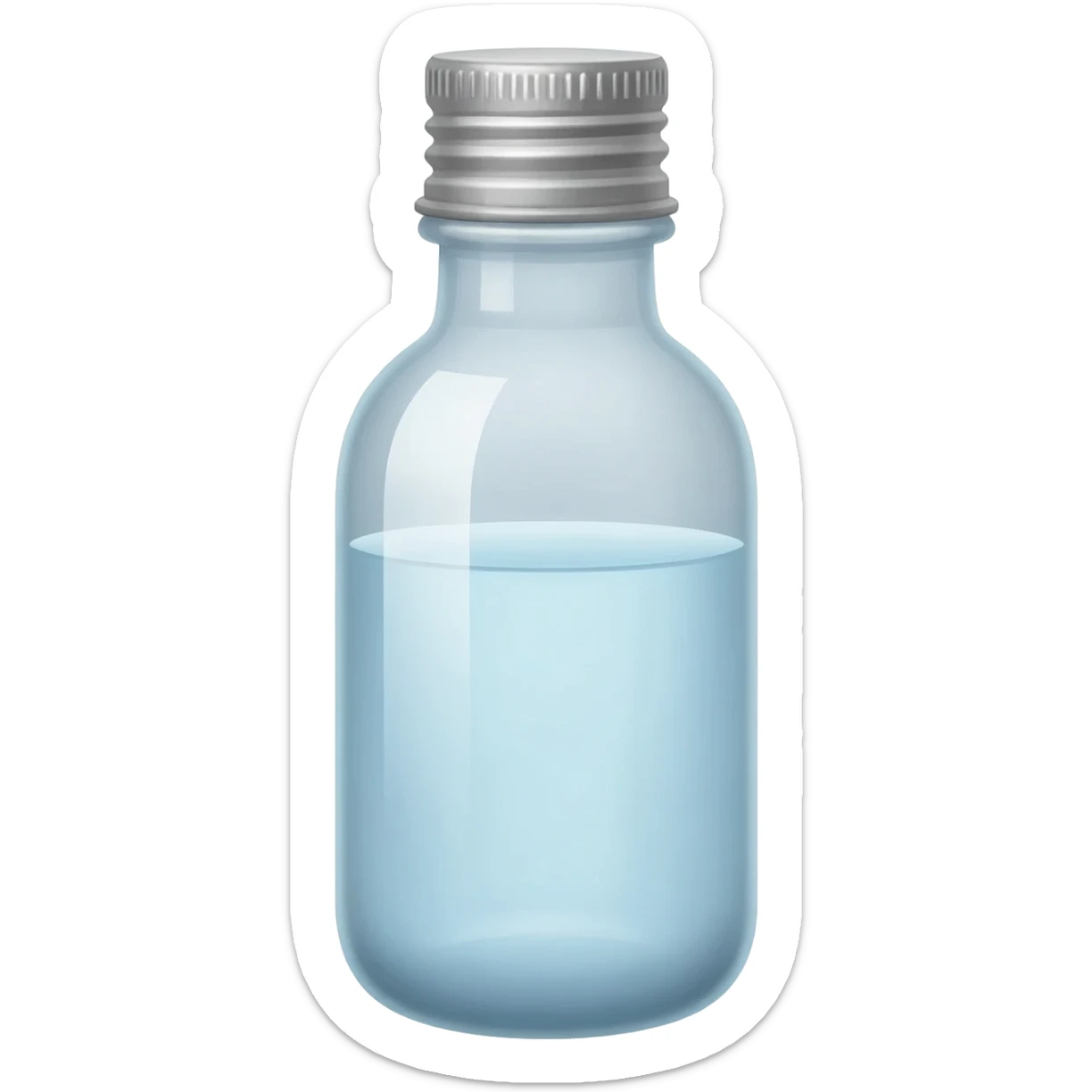 clear water in glass bottle with a lid sticker