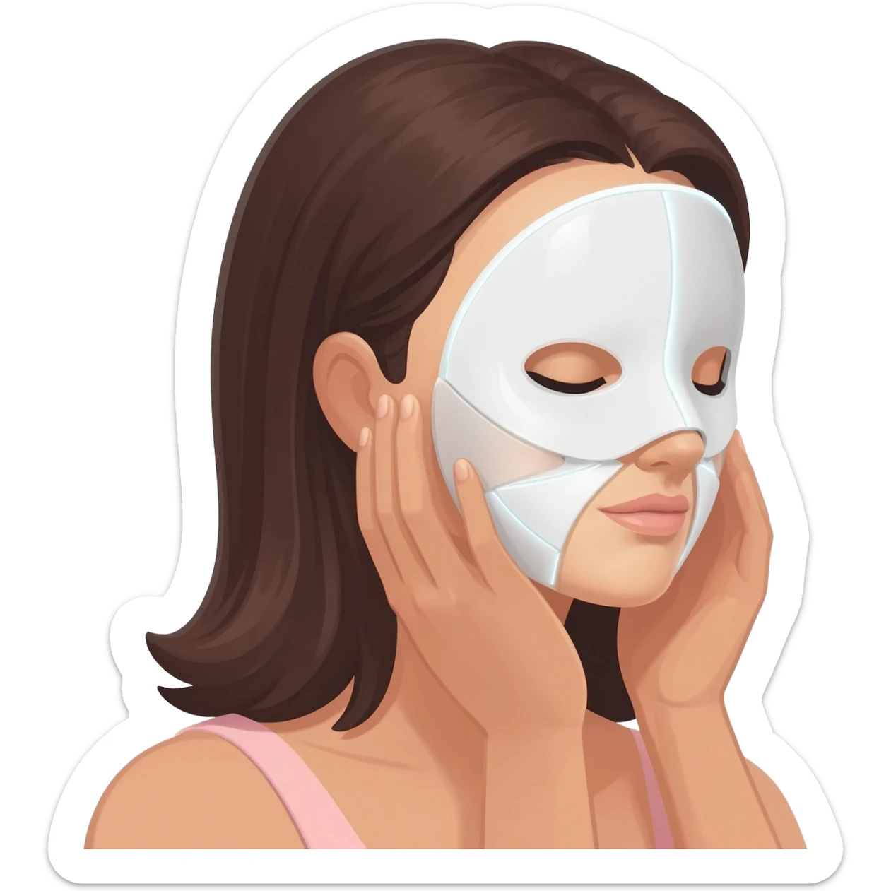 face mask self care brunette female, LED FACE MASK currentbody sticker