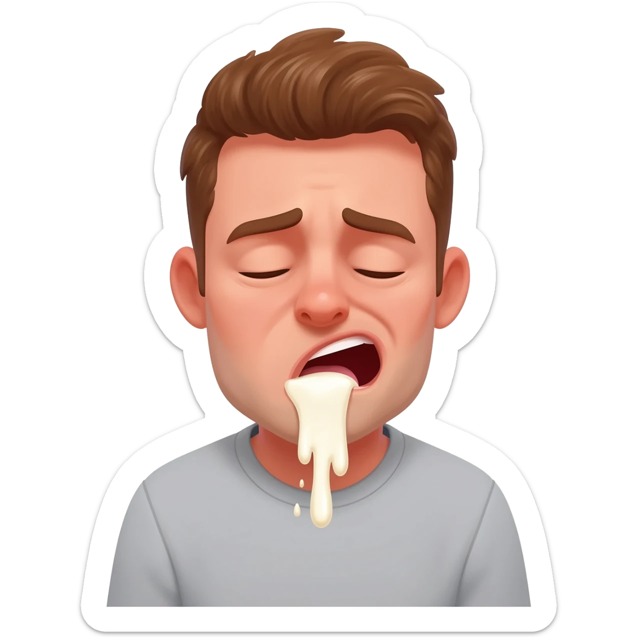 A guy licking goopy milk who is super embarrassed sticker