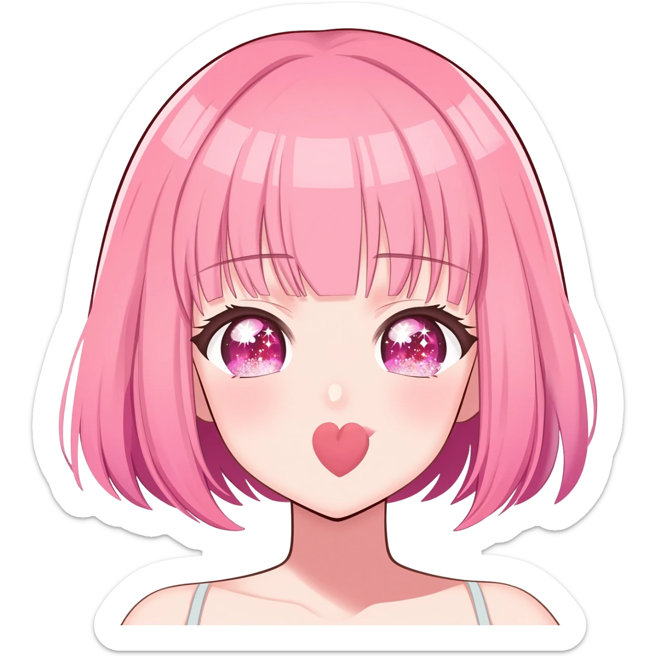 Anime girl giving a kiss sticker