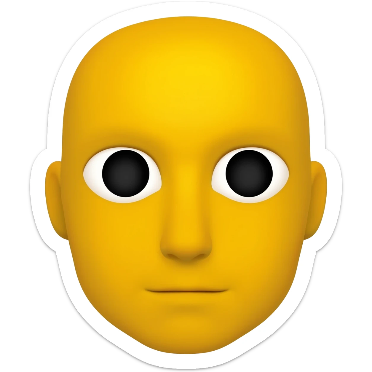 Yellow circle emoji with flushed black eyes and neutral mouth in fisheye effect sticker