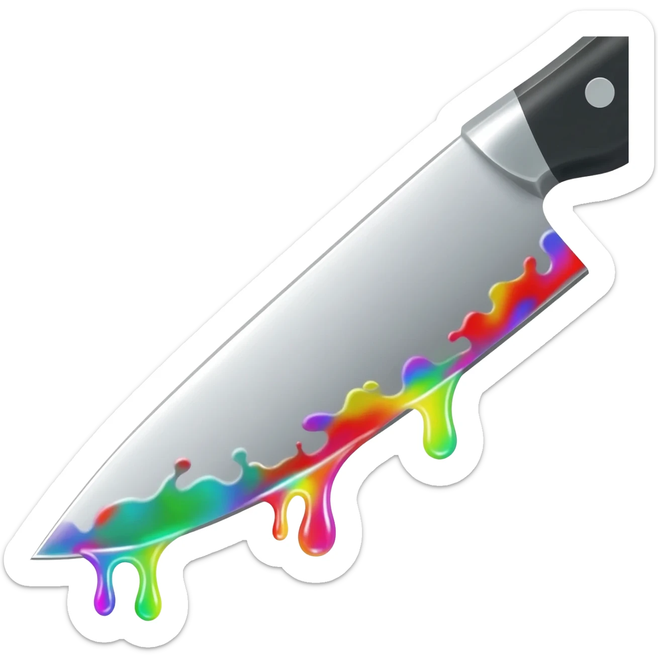 Knife with rainbow blood dripping from the blade sticker