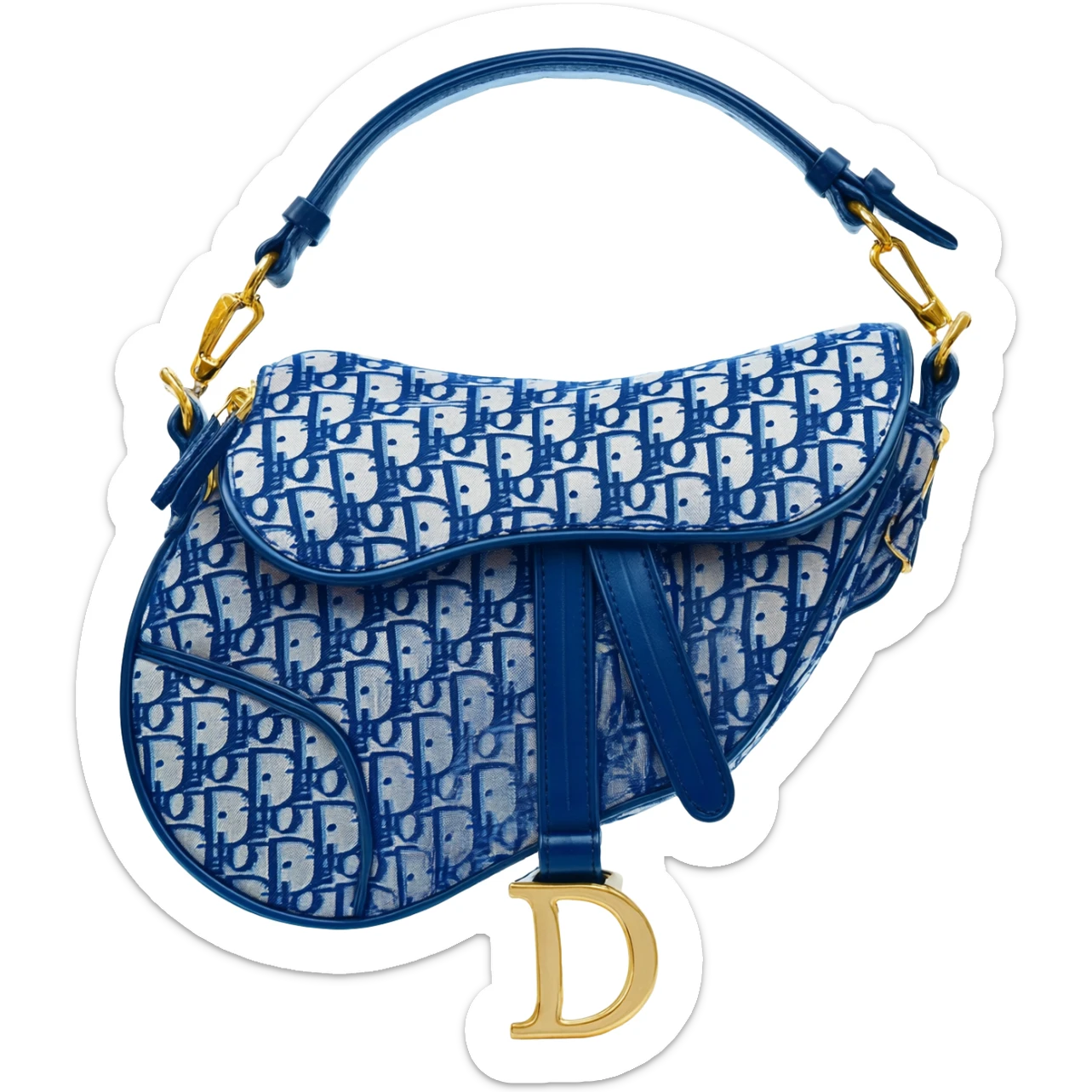 blue dior printed saddle bag sticker