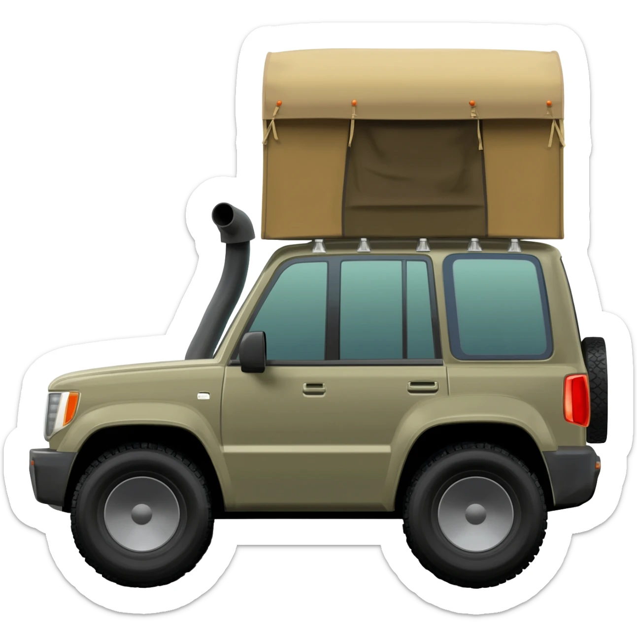 khaki car with 4WD snorkel and roof tent sticker