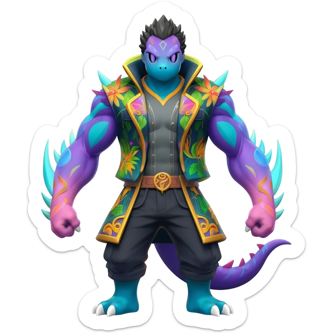  exotic gradients-colored tropical ornate Asian painted cyber-Sleuth-Loyd-Garmaddon-Litten-Linoone-Noibat-Fakémon-Pokémon-Vernid-creature sticker