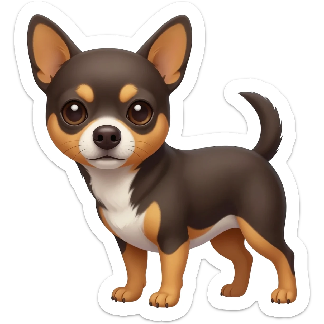 Chihuahua marron noir et blanc au ventre sticker