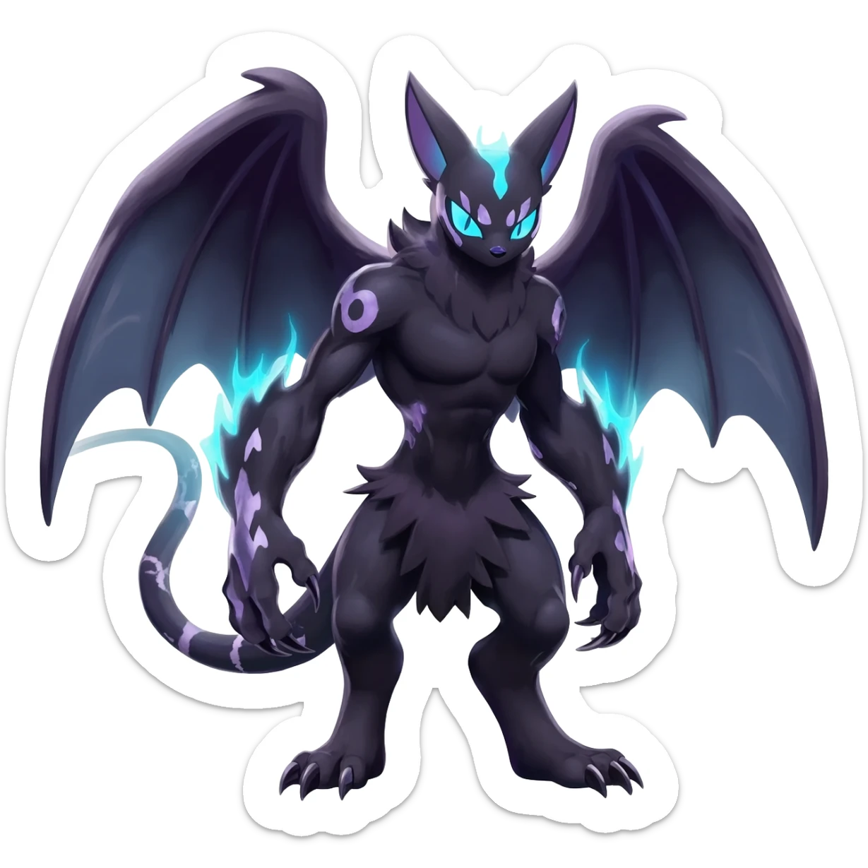 Edgy cool badass animalistic monsterous Darkrai-Umbreon-Giratina-Fakémon-hybrid-fusion-creature  sticker