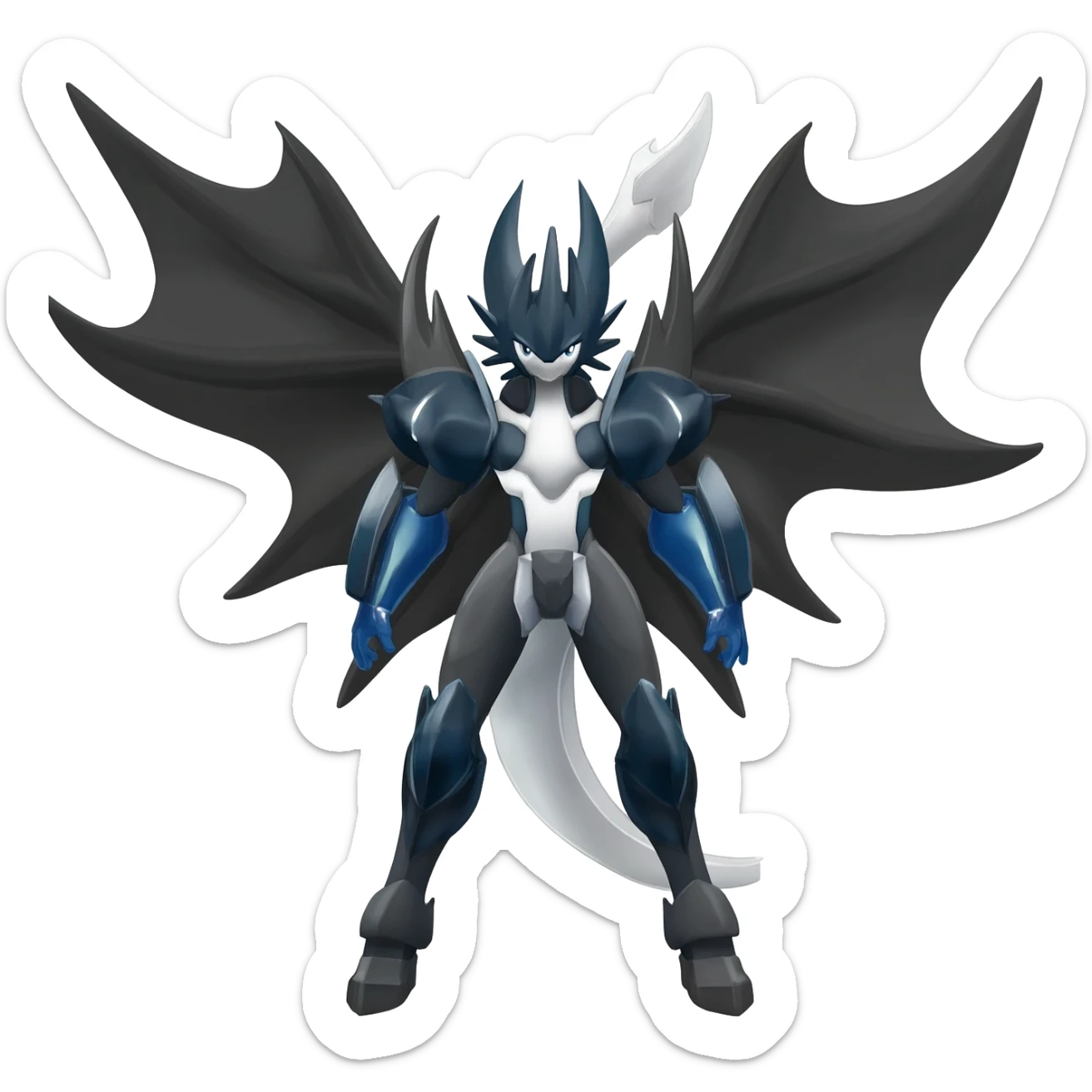Shiny Black Grey White and Dark-Blue Trico-Nargacuga-Silvally-Absol-fusion sticker