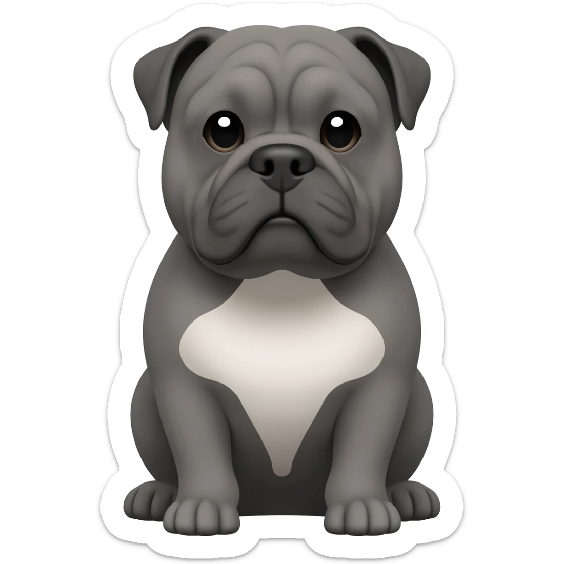 gray English bulldog sitting face body paw white pet sticker