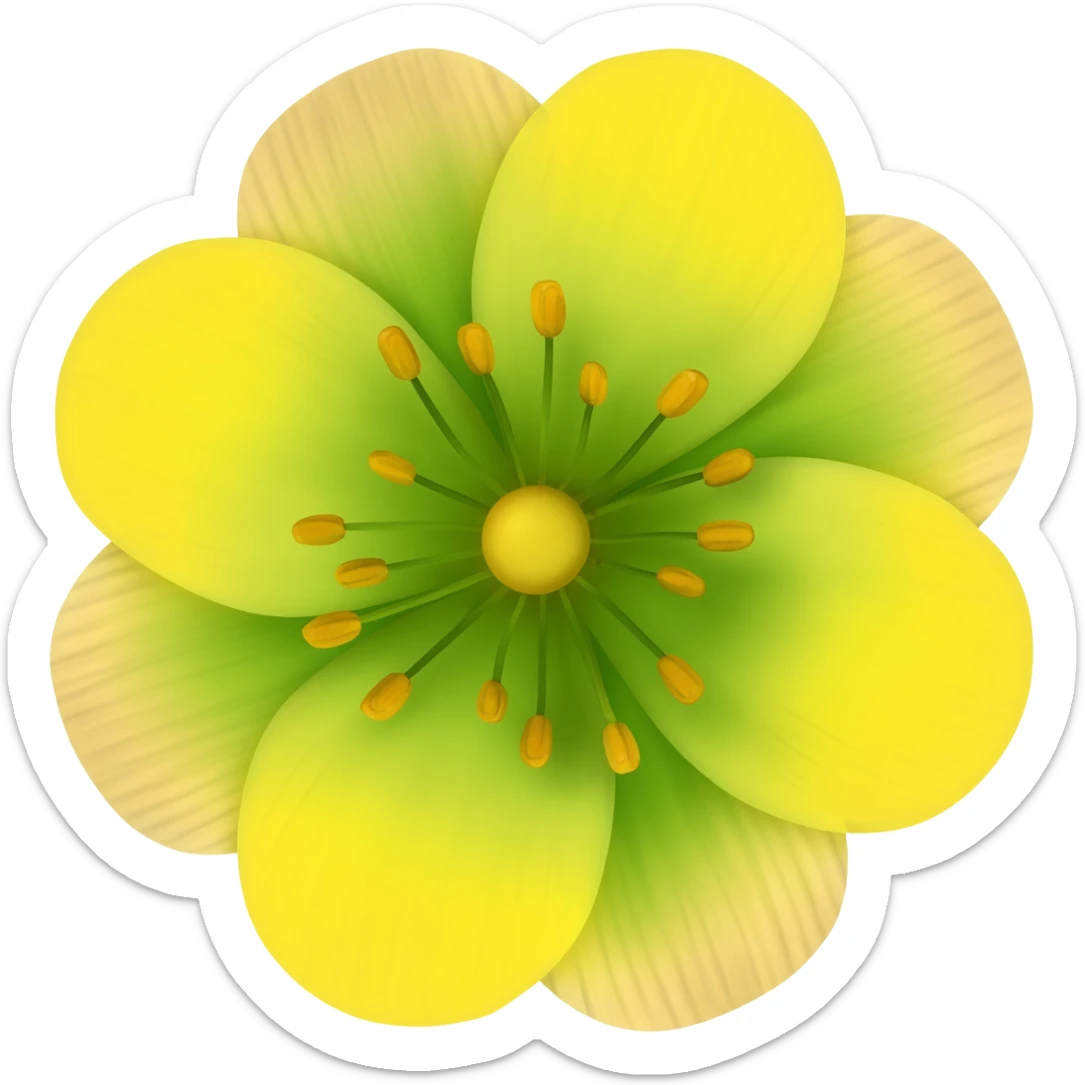 Yello green flower real sticker
