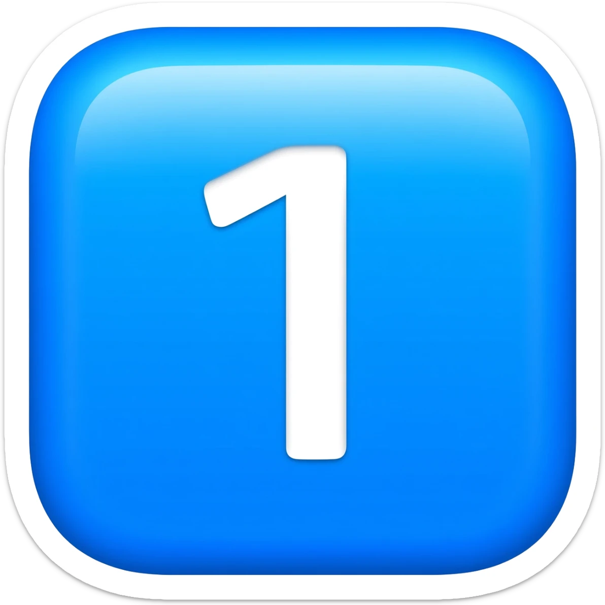 "3D premium,3D rounded-square icon in strong bleu with a beveled edge, bold serif white letter '1'centered, strong specular highlights, inner glow, 1024x1024, png" sticker