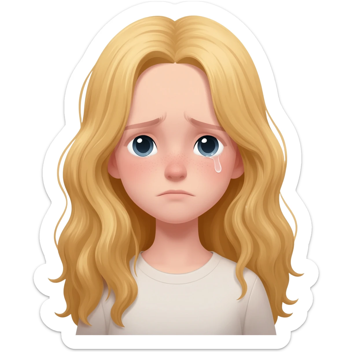 Sad blonde girl sticker
