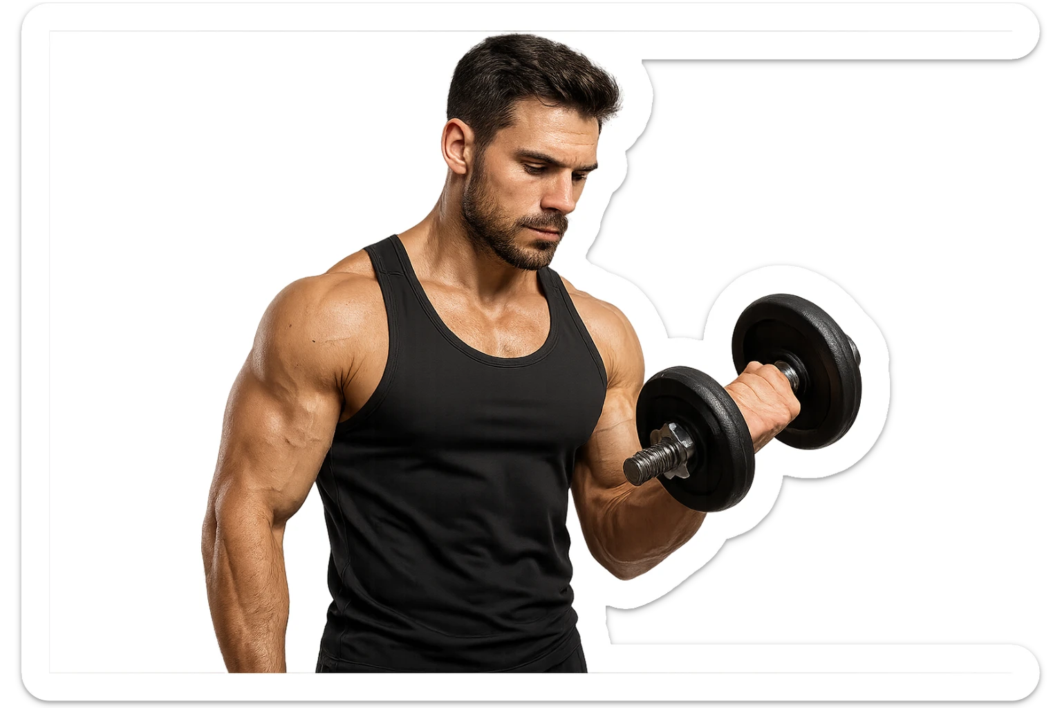 uomo fitness con manubrio da palestra in mano, iperrealistico 4k sticker