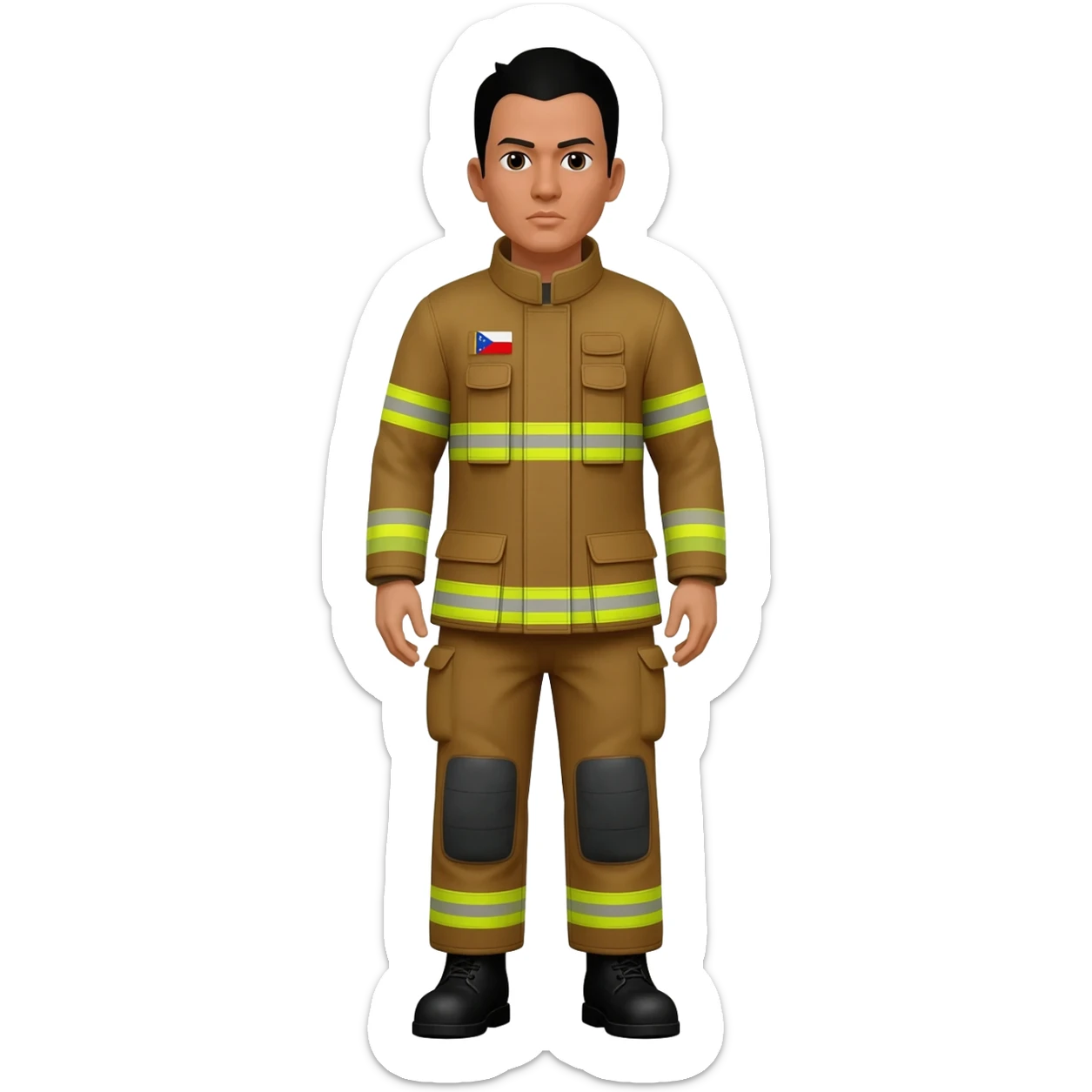 Filipino man firefighter brown uniform and boots sticker