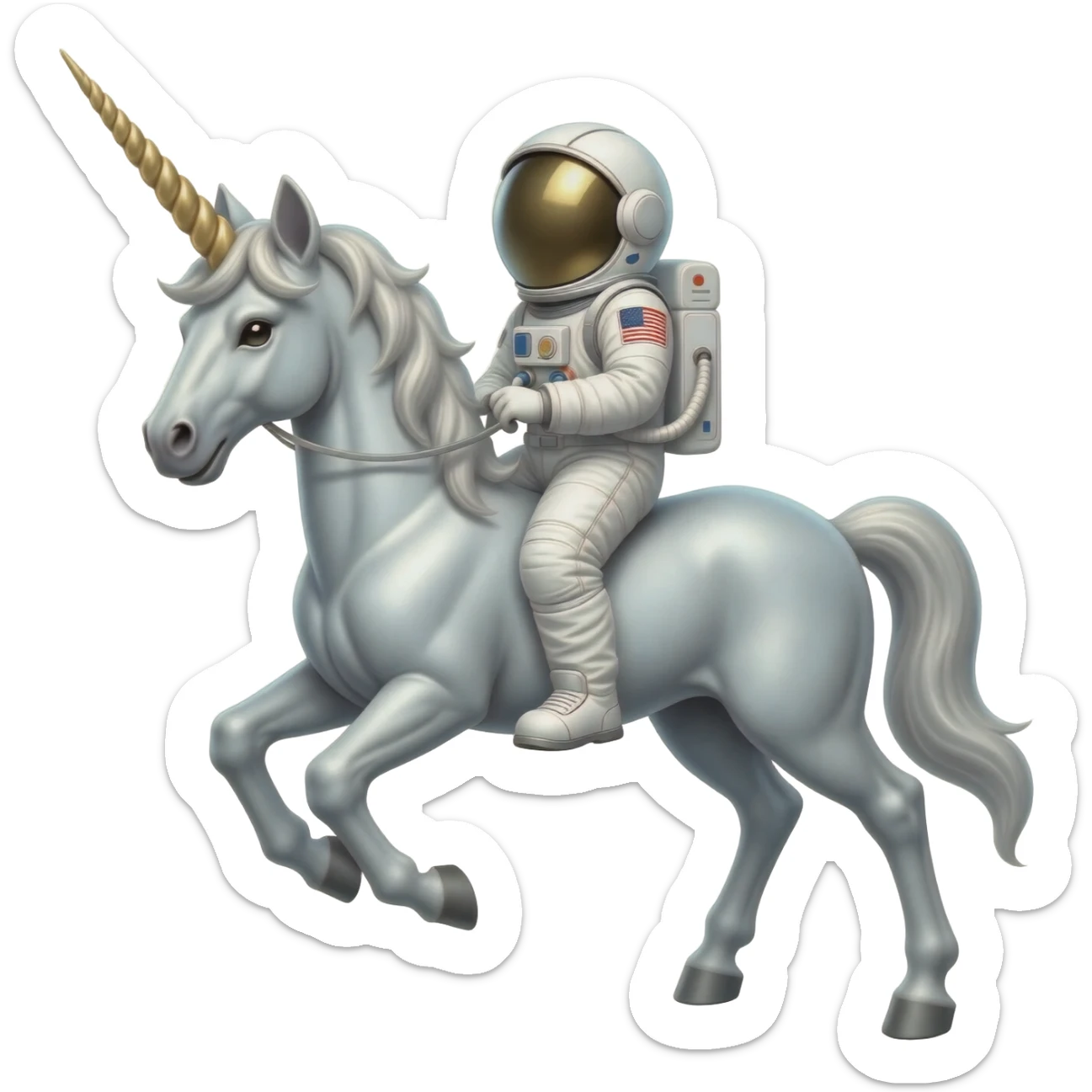 astronaut riding a unicorn sticker