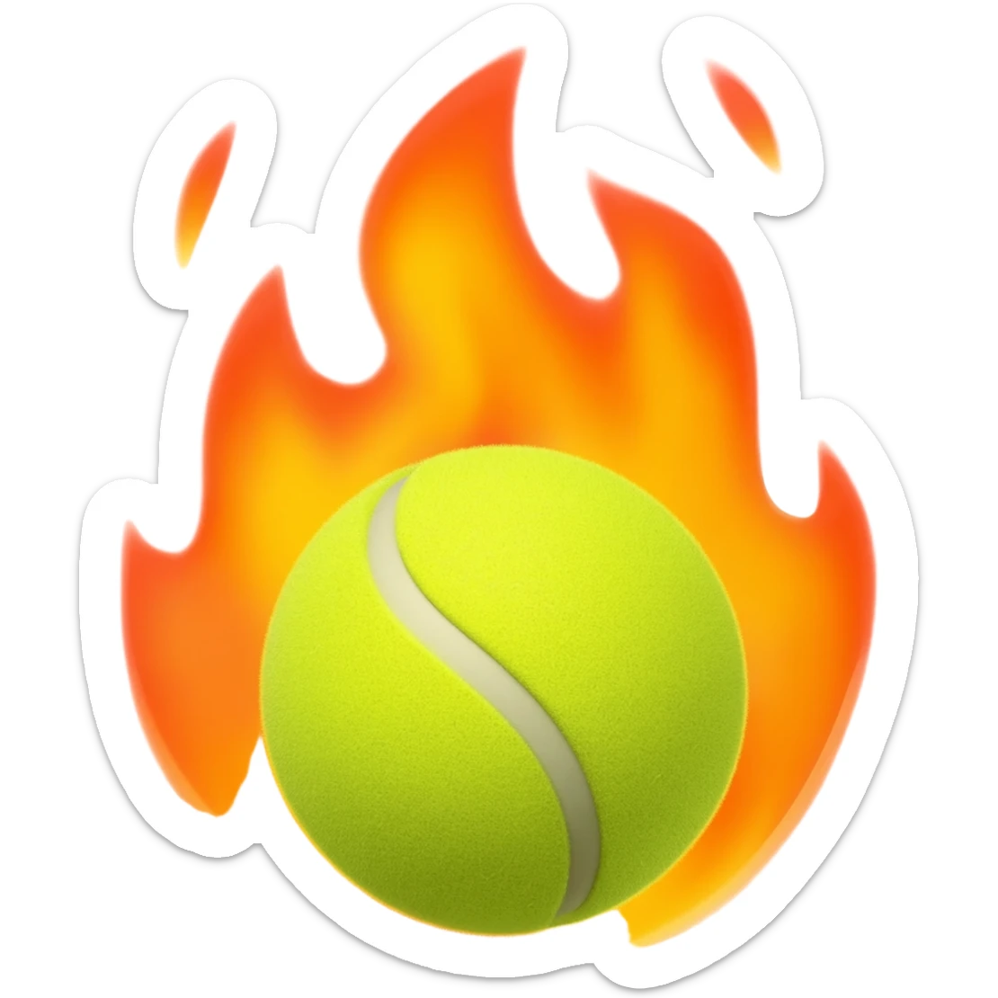 Tennis ball on fire sticker