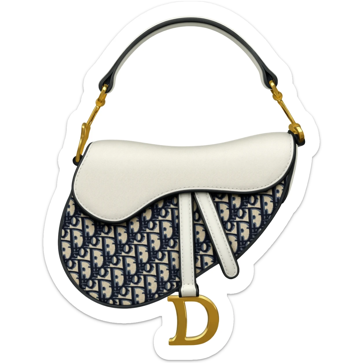 white dior printed saddle bag sticker