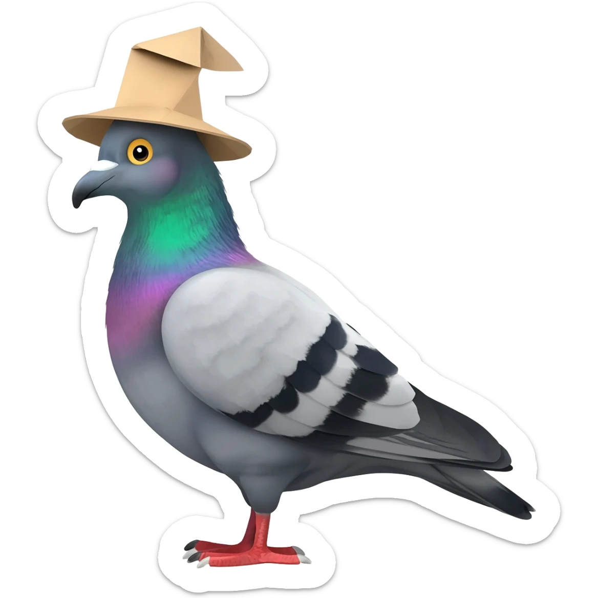 Pigeon avec un chapeau en papier sticker