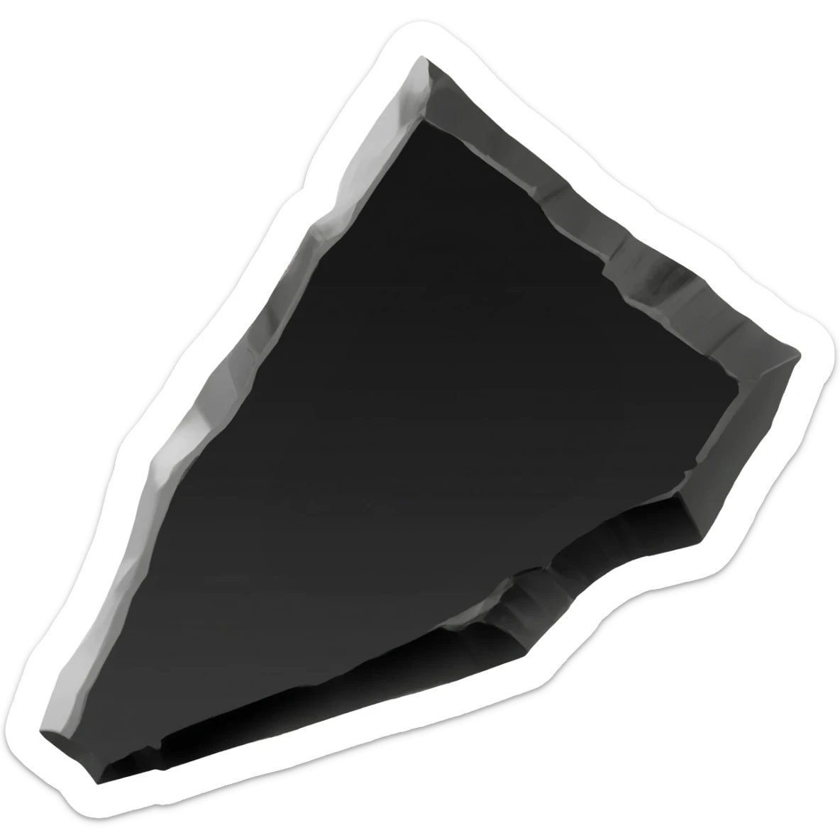 generate a black dark shard in a transparent background in and in a 112 x 112 shape sticker
