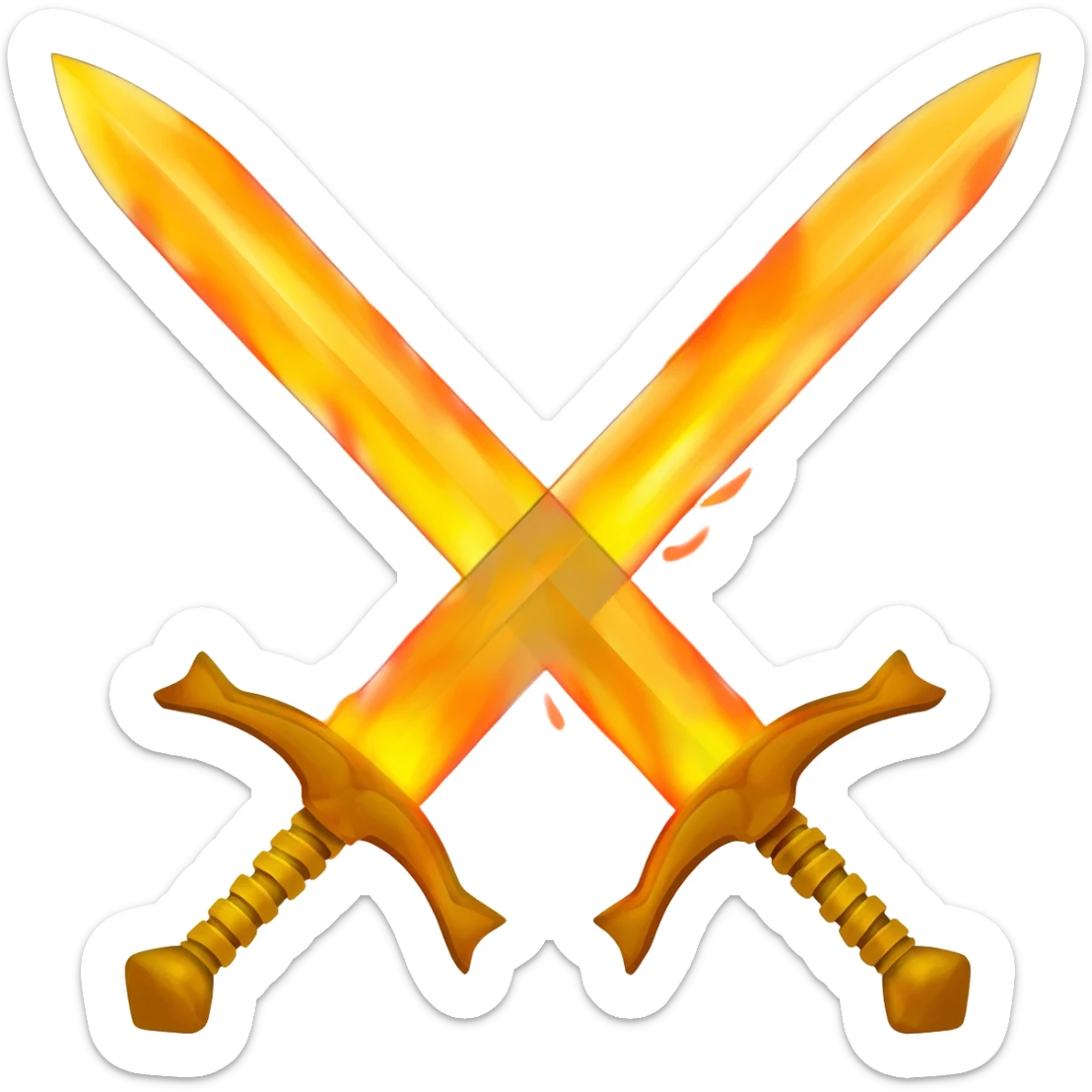 Flaming golden crossed swords sticker