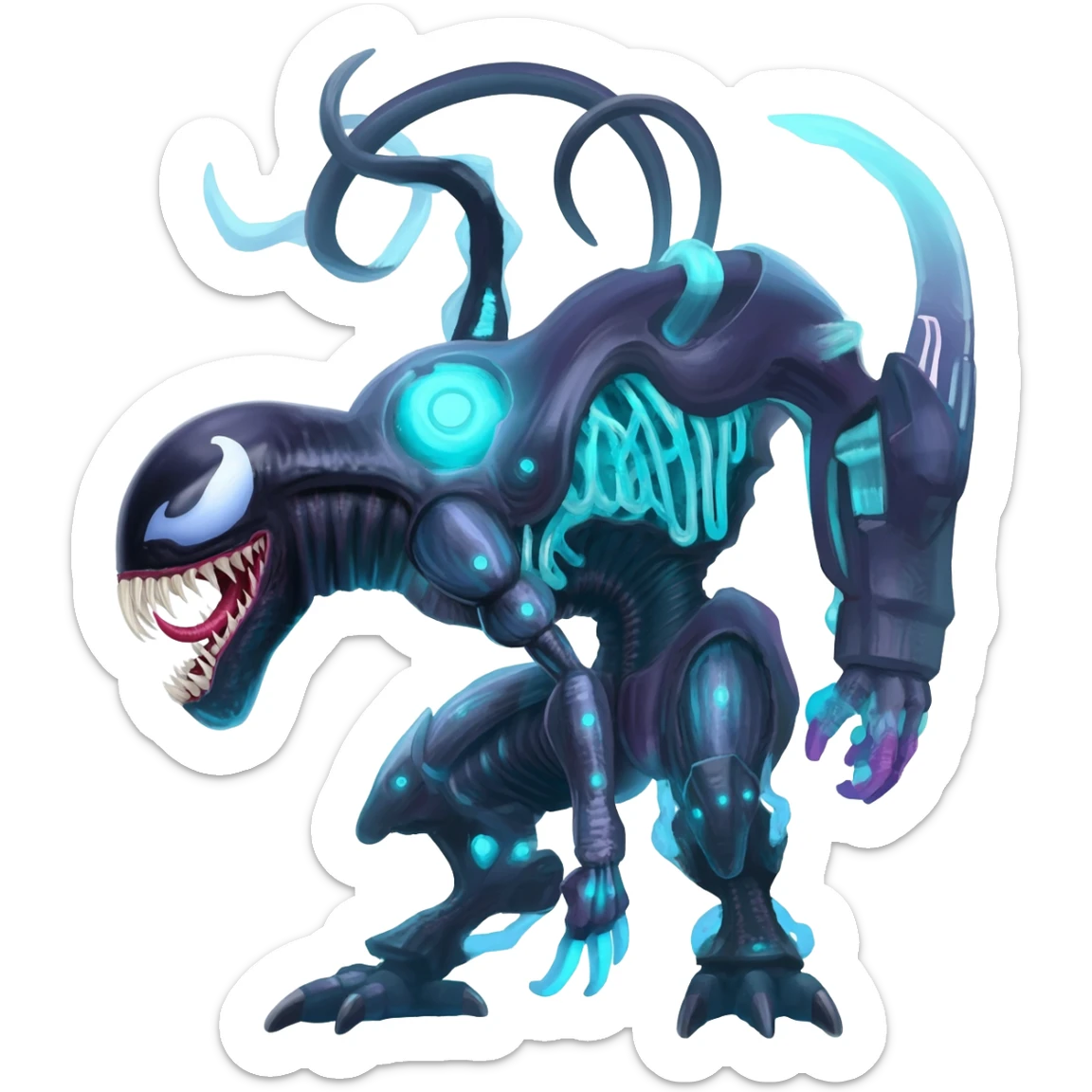 Abstract Futuristic Venom-Xenomorph-Genesect-Lunala-ET-hybrid-fantasy-creature sticker